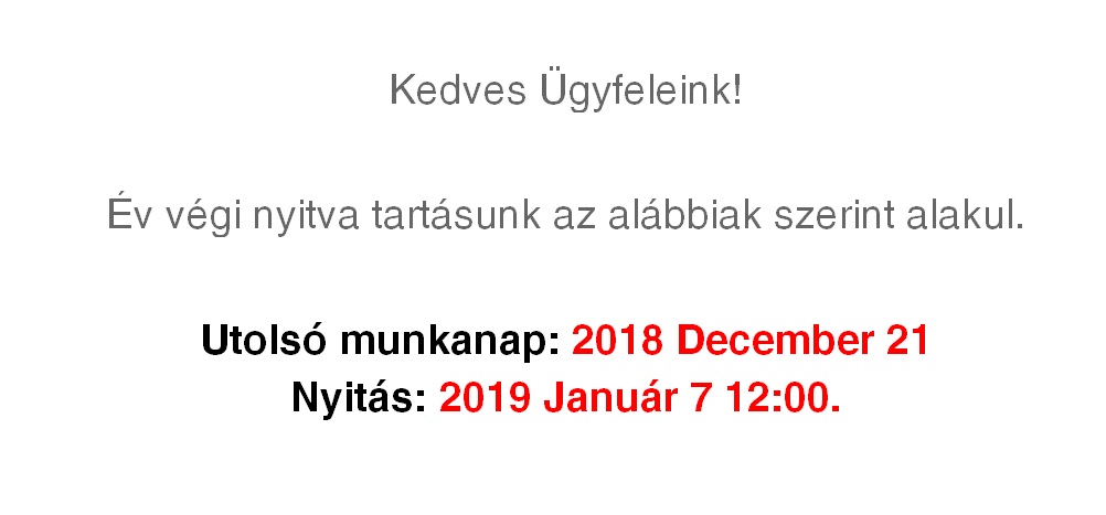 Nyitva tartás év vége 2018/2019