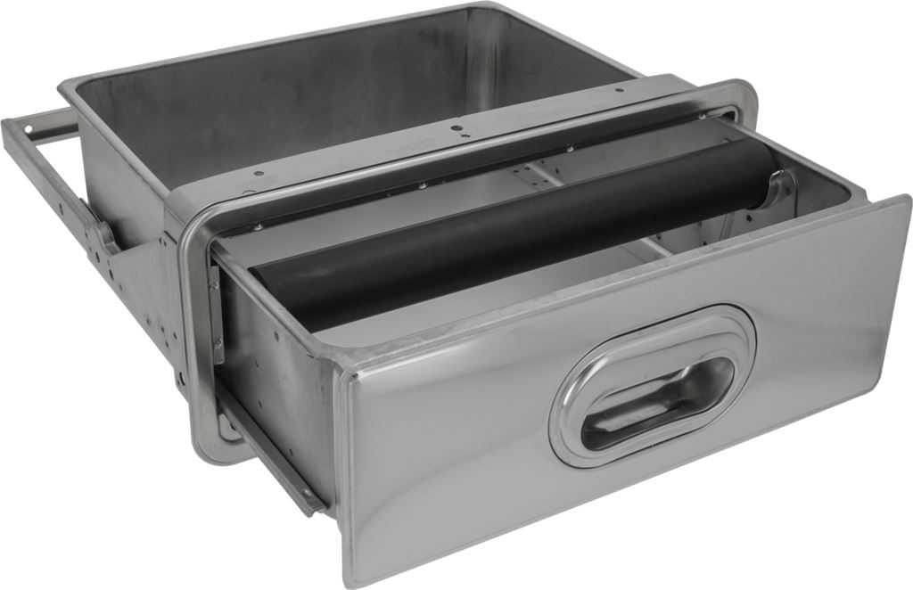 Inox beépíthető zaccfiók 347x405x132 mm